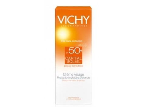 Vichy Capital Soleil Crema Rostro SPF50+ pieles sensibles 50ml. Vichy Capital Soleil Crema Rostro SPF50+ pieles sensibles 50ml.