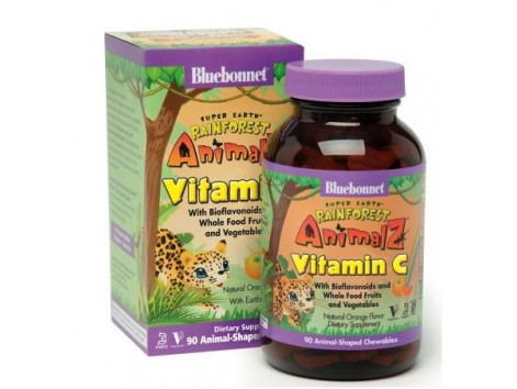 Bluebonnet Super Earth Vitamin C 90 chewable tablets Rainforest Animalz Bluebonnet Super Earth Vitamin C 90 chewable tablets Rainforest Animalz