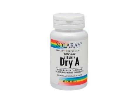 Emulsied Solaray Dry Vitamin A 25,000 IU 60 pearls. Emulsied Solaray Dry Vitamin A 25,000 IU 60 pearls.