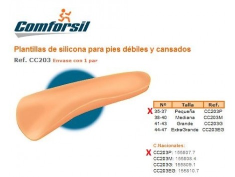 Comforsil Silicone Plantillas para pies débiles y cansados 35-37