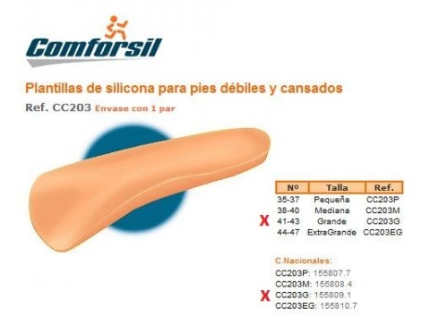 Comforsil Silicone Plantillas para pies débiles y cansados 41-43