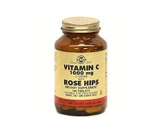 Solgar Rose Hips 1000. Vitamin C mit escaramujo. 100 Tabletten