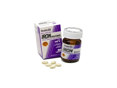 Health Aid Iron Bisglycinate. 30 cápsulas. Hierro con Vit. C