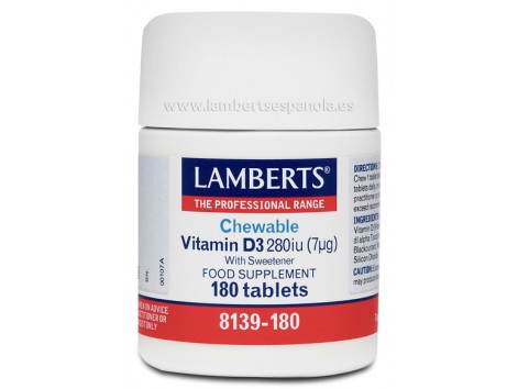 Lamberts Vitamina D3 180 280 UI comprimidos mastigáveis