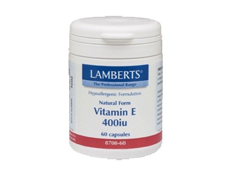 Lamberts Vitamina E 400 ui. Natural. 180 capsulas. Lamberts