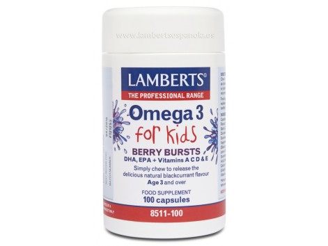 Lamberts omega 3 para niños 100 cápsulas masticables sabor frutos del bosque.
