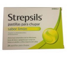 Lemon Strepsils lozenges 24 (sugar)