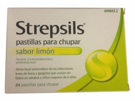 Lemon Strepsils lozenges 24 (sugar)