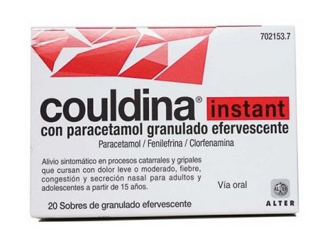 Instant Couldina with granulated effervescent sachets Paracetamol 20