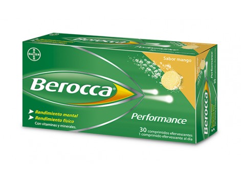 Berocca Performance 30 effervescent tablets Mango flavor.