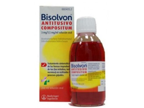 Bisolvon Antitusivo compositum 3 mg / ml + 1,5 mg / ml de solução de 200 ml por via oral.