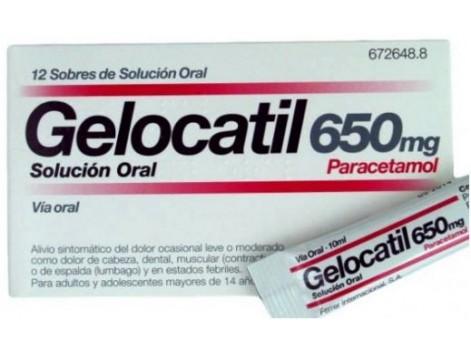 Gelocatil 650mg 12 saquetas de solução oral