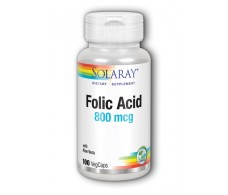 Solaray Acido Folico 800mg. - Folic Acid Solaray. 100 capsulas