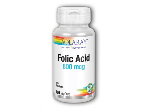 Solaray Acido Folico 800mg. - Folic Acid Solaray. 100 capsulas