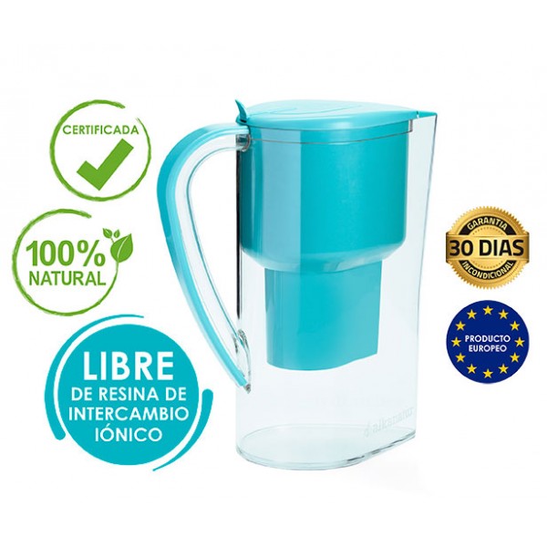 Alkanatur Jarra de filtro de agua alcalina Paquete de alcalinidad con  botella de borosilicato - elimina fluoruros, cloro, sodio, impurezas,  alcalina