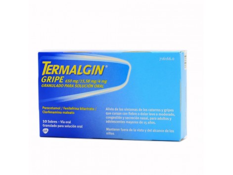 Termalgin gripe 650mg/15,58mg/4mg 10 sobres