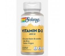 Solaray Vitamina D3 400 UI  120 perlas. Solaray