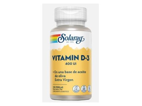 Solaray Vitamina D3 Dry 400 UI  120 perlas. Solaray