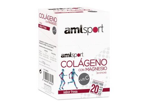 Amlsport Colágeno con Magnesio+Vit.C 20 sticks sabor fresa