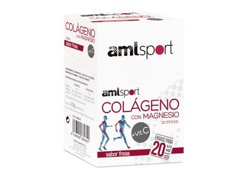 Collagen Amlsport mit Magnesium + 20 Sticks Erdbeer Vit.C