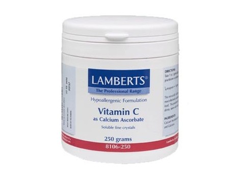 Lamberts Vitamina C como Ascorbato de Calcio en cristales 250mg.