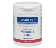 Lamberts Vitamina E 250ui. Natural. 100 cápsulas. Lamberts