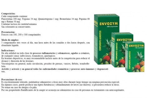 Envozym complemento alimenticio 100 comprimidos. Envozym