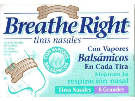 Tiras nasales Breathe Right balsamicas talla M. 8 unidades