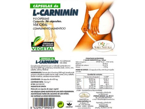 Soria Natural Capsules 9-S. L-Carnimín (L-Carnitine) 36 capsules