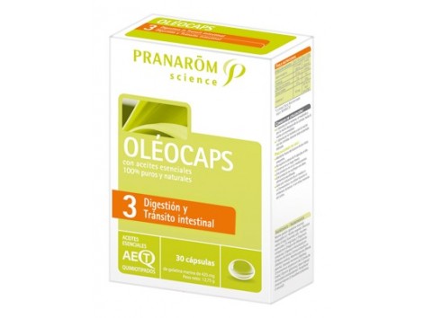 Pranarom Oleocaps-3 Digestión y Tránsito intestinal 30 cápsulas.