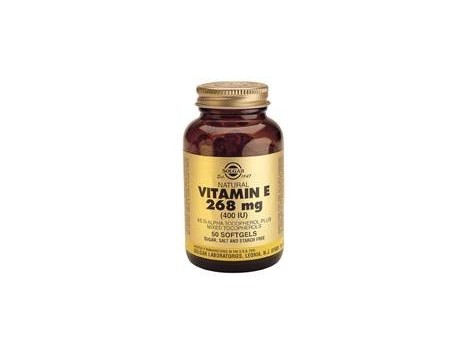 Solgar Vitamin E 400 IU 268 mg. 50 Capsules soft vegetables.