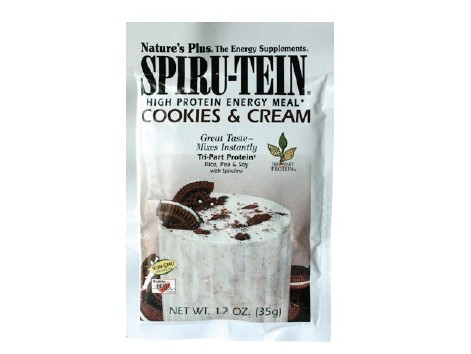 Nature´s Plus Spiru-Tein Cookies & Cream sobre 35 gramos.