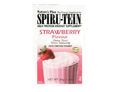 Nature´s Plus Spiru-Tein Fresas sobre 32 gramos.