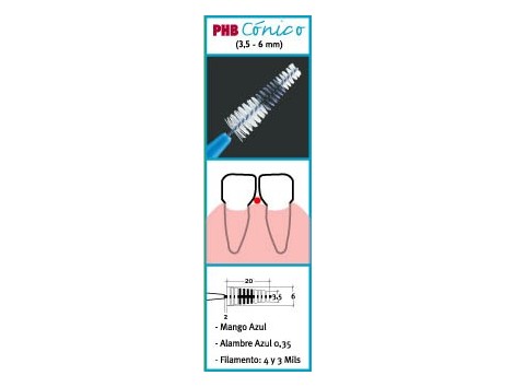 Conical PHB interdental brushes 6 pcs.