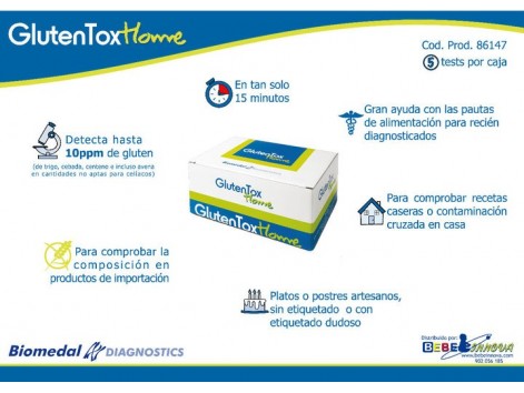 Biomedal GlutenTox Home  5 TEST  (test para detectar presencia de gluten)